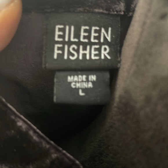 Elieen Fisher Deep Purple/Black Asian Look Velvet Top - Picture 8 of 11